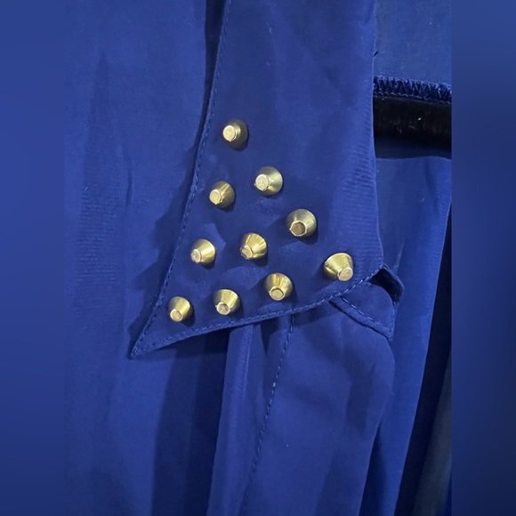 ⚡️Sheer Blouse L Royal Blue with stud collar - Picture 3 of 9
